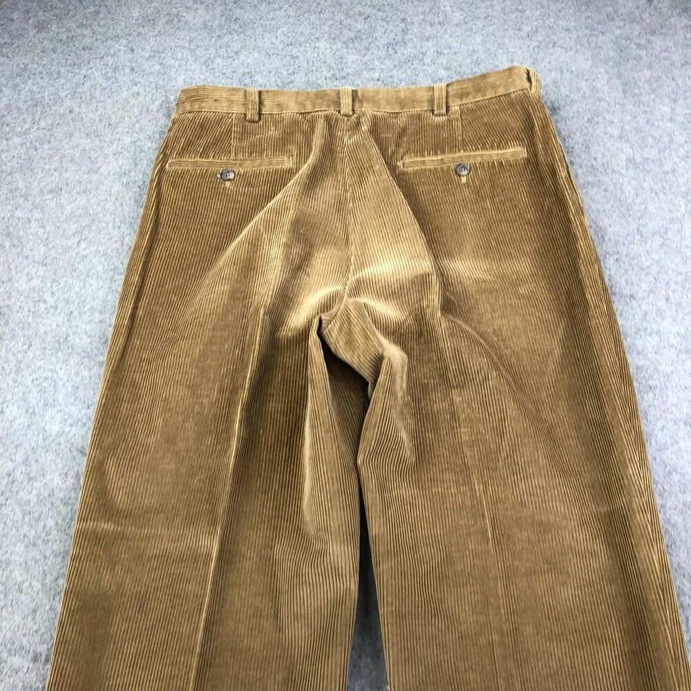 Brooks Brothers Pants Mens 35x30 Brown Corduroy Dress Pleated Straight Leg 346